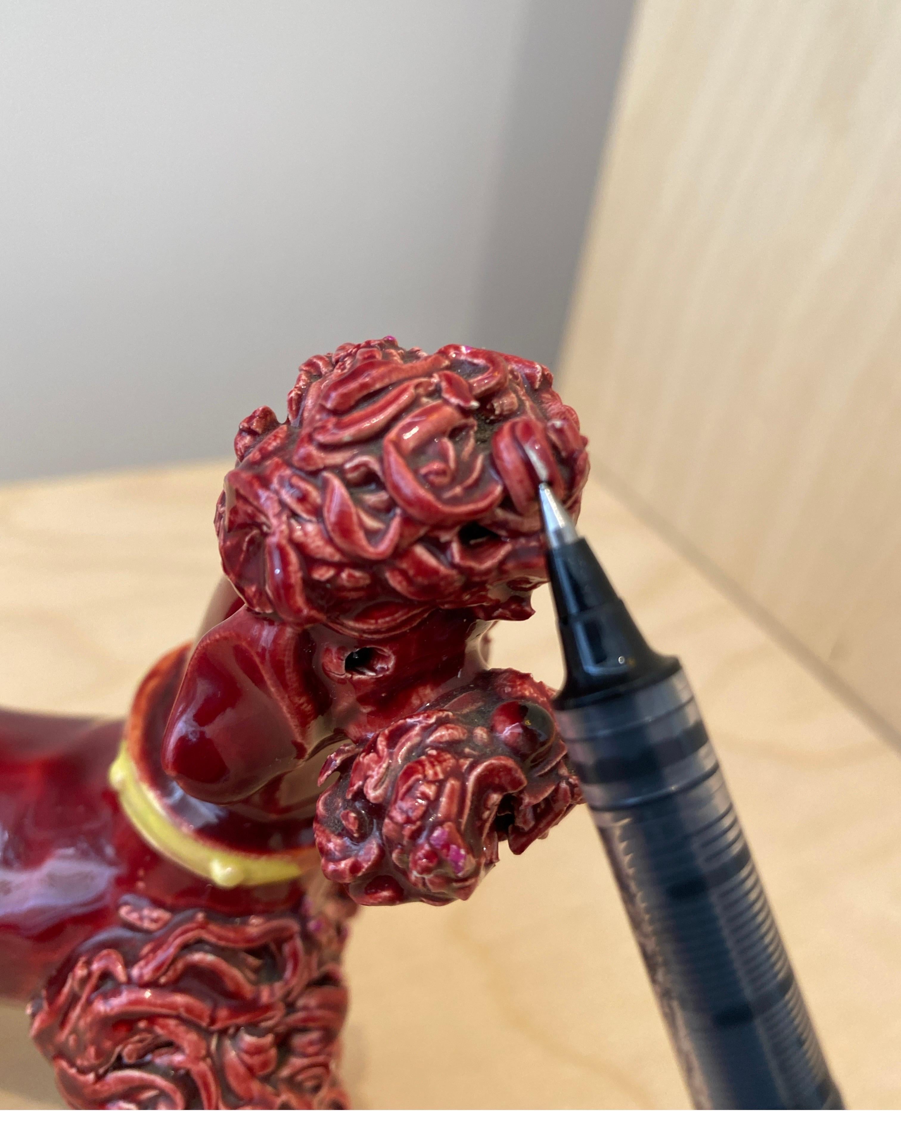 Made in France Spaghetti Poodle Maroon con collare giallo 1950s 1960s in vendita 8