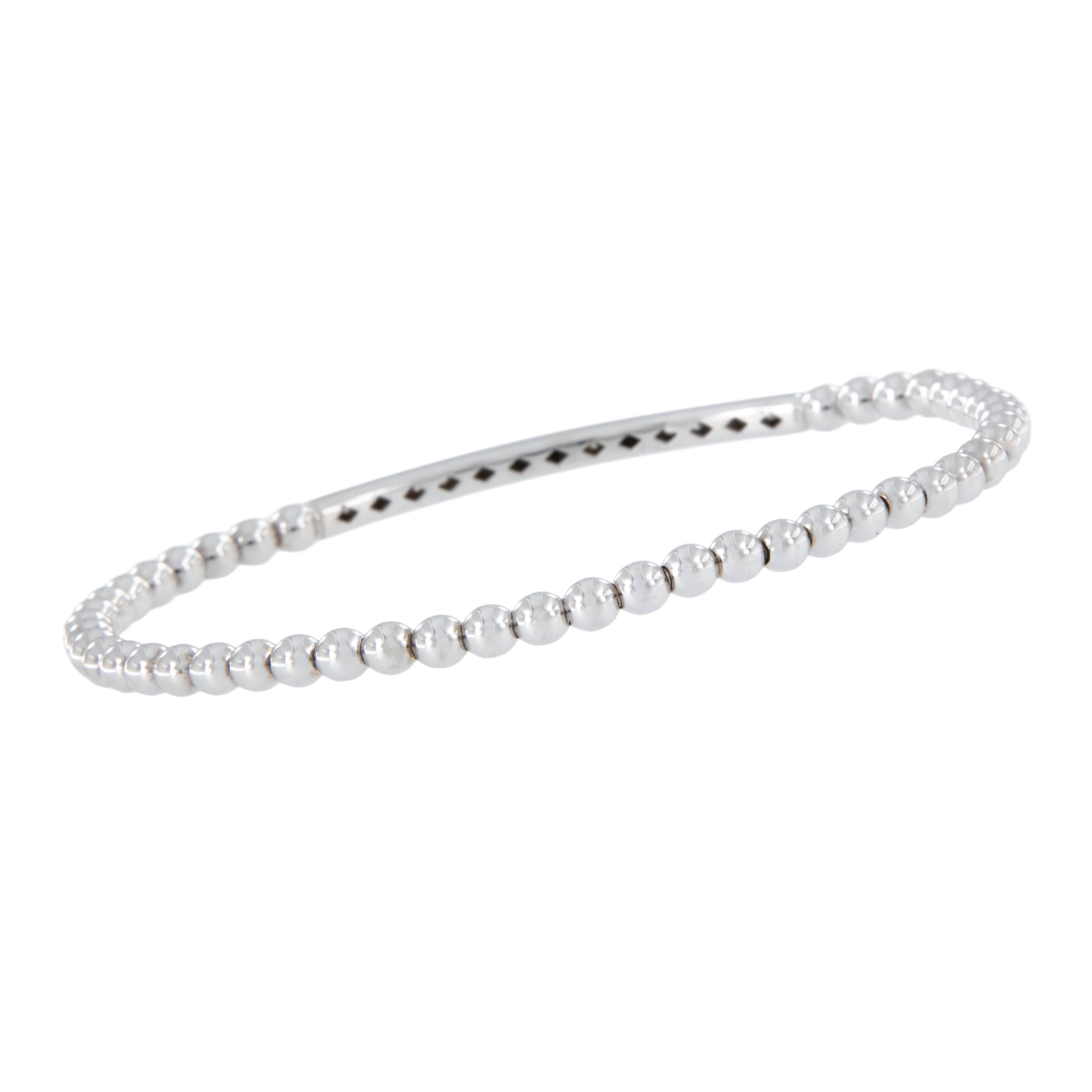 Round Cut Made in Italy 18 Karat White Gold 0.26Cttw Diamond Stretch Bead Bracelet