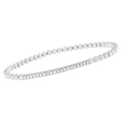Made in Italy 18 Karat White Gold 0.26Cttw Diamond Stretch Bead Bracelet