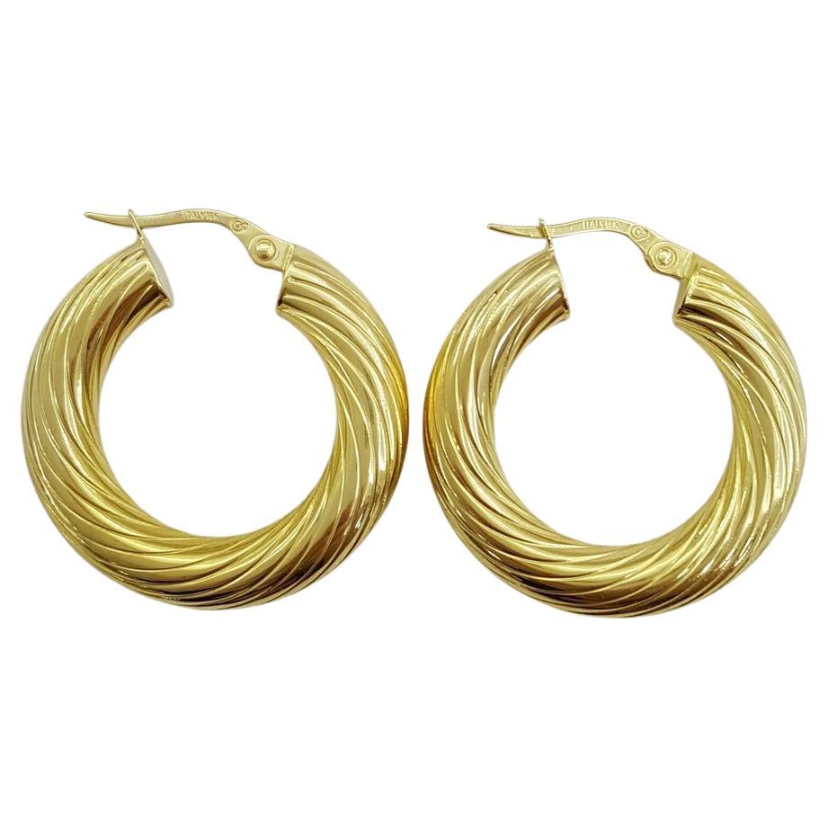 Made in Italy 18K Yellow Gold Italy Round Twisted Hoops Earrings