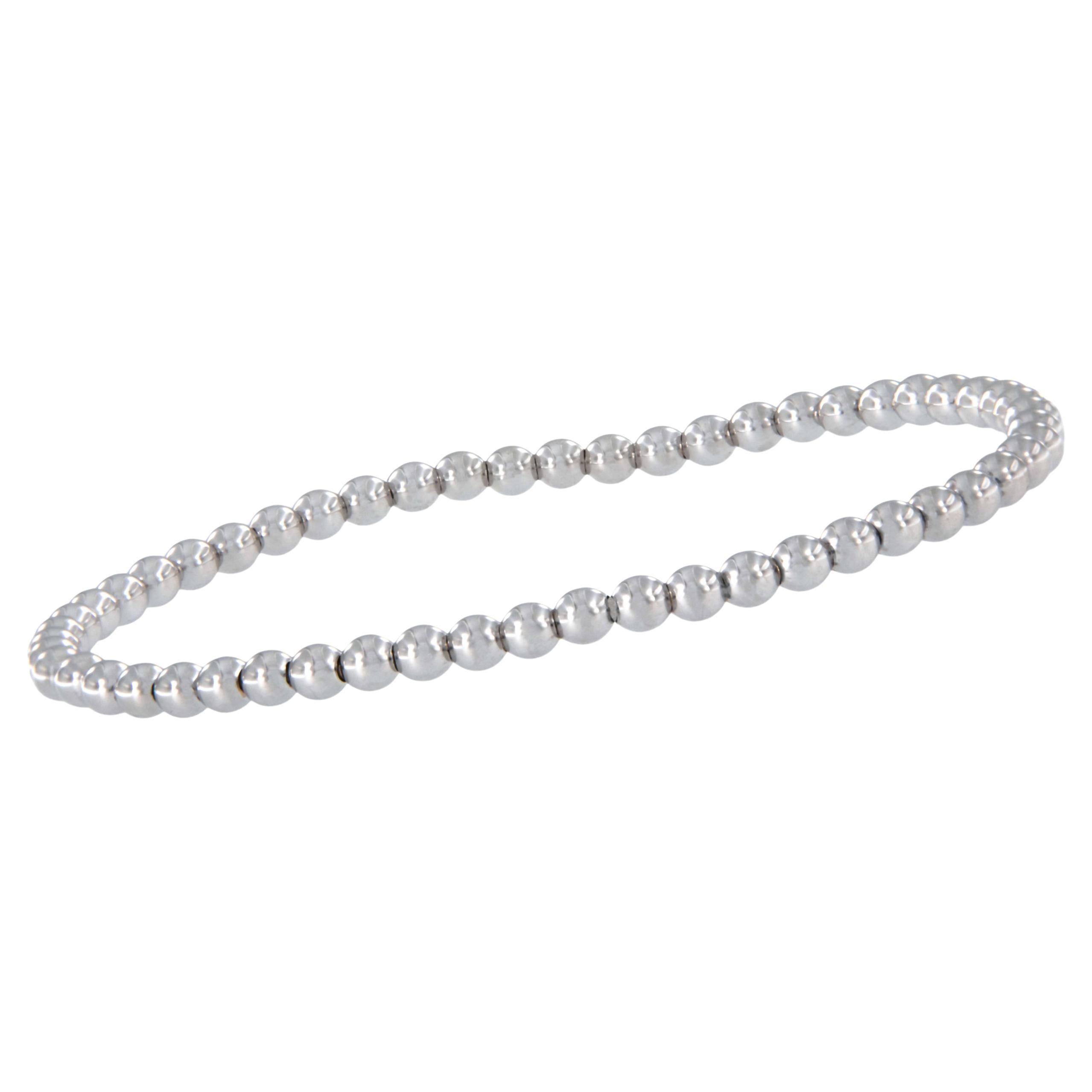 Made in Italy for Campanelli & Pear 18 Karat White Gold Stretch Bead Bracelet For Sale