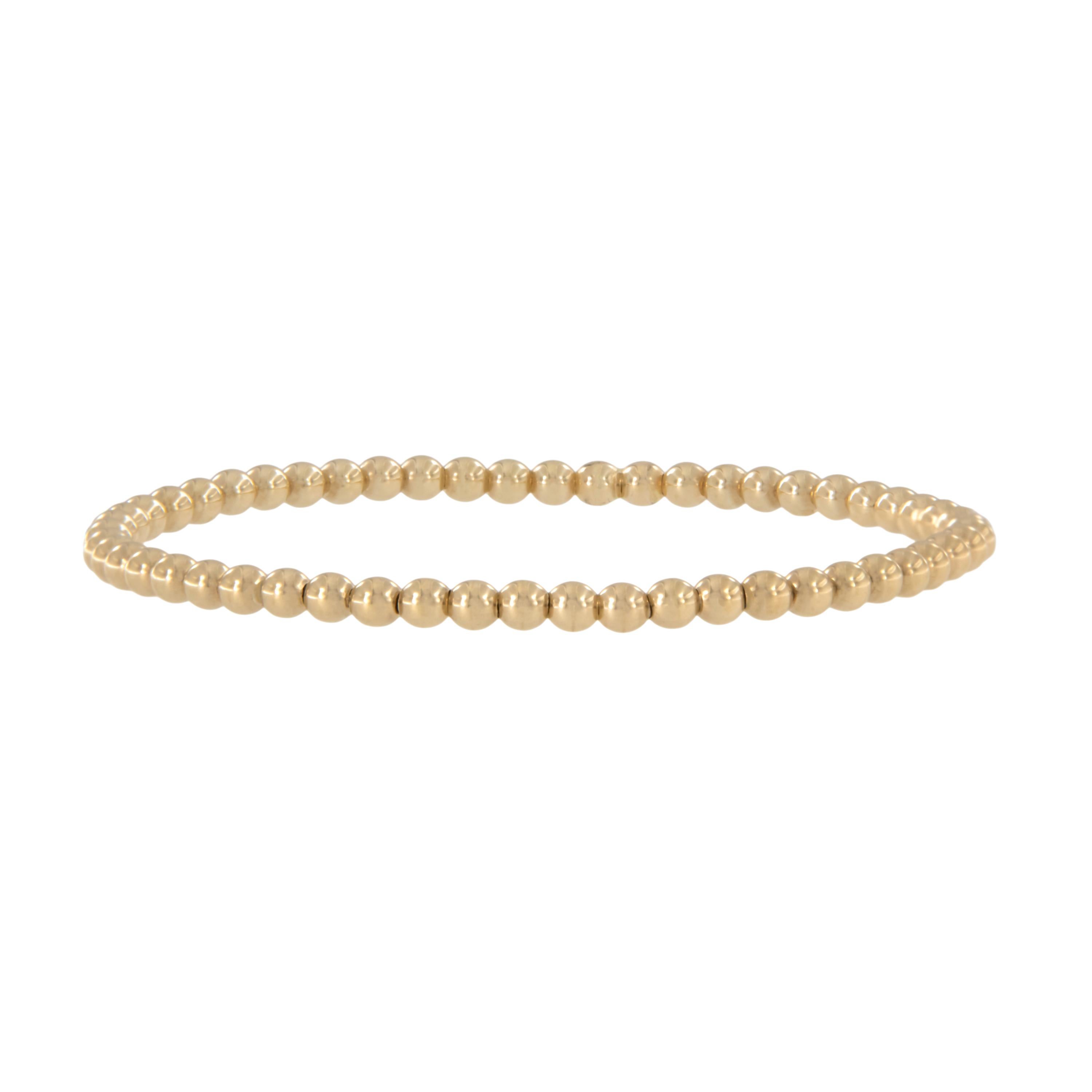 Fabriqué en Italie pour Campanelli & Pear Bracelet de perles extensibles en or jaune 18 carats Unisexe en vente