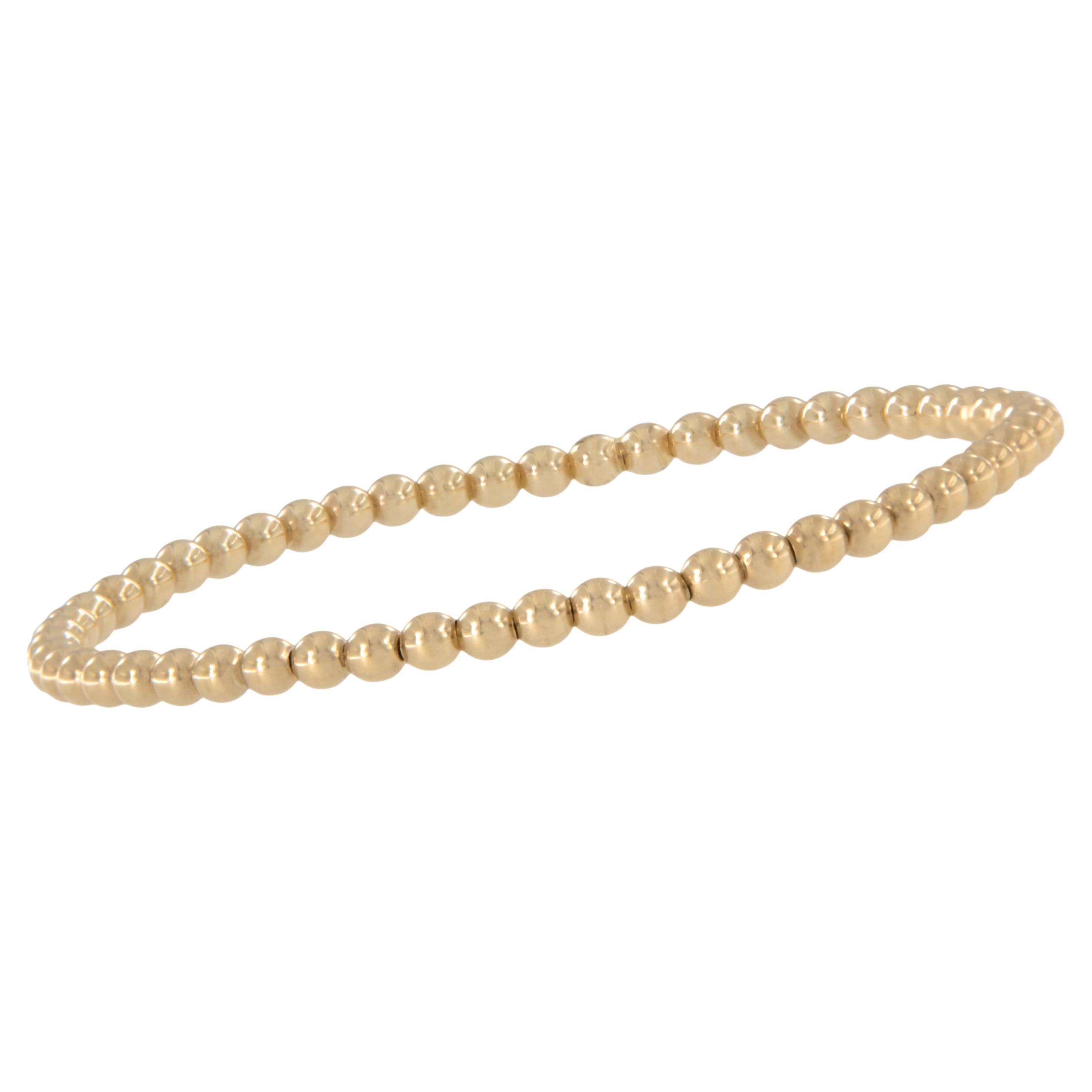  Made in Italy for Campanelli & Pear 18 Karat Yellow Gold Stretch Bead Bracelet For Sale