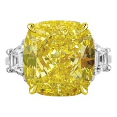 Bague en diamant jaune fantaisie de 6 carats de pureté VVS2, certifiée GIA, fabriquée en Italie