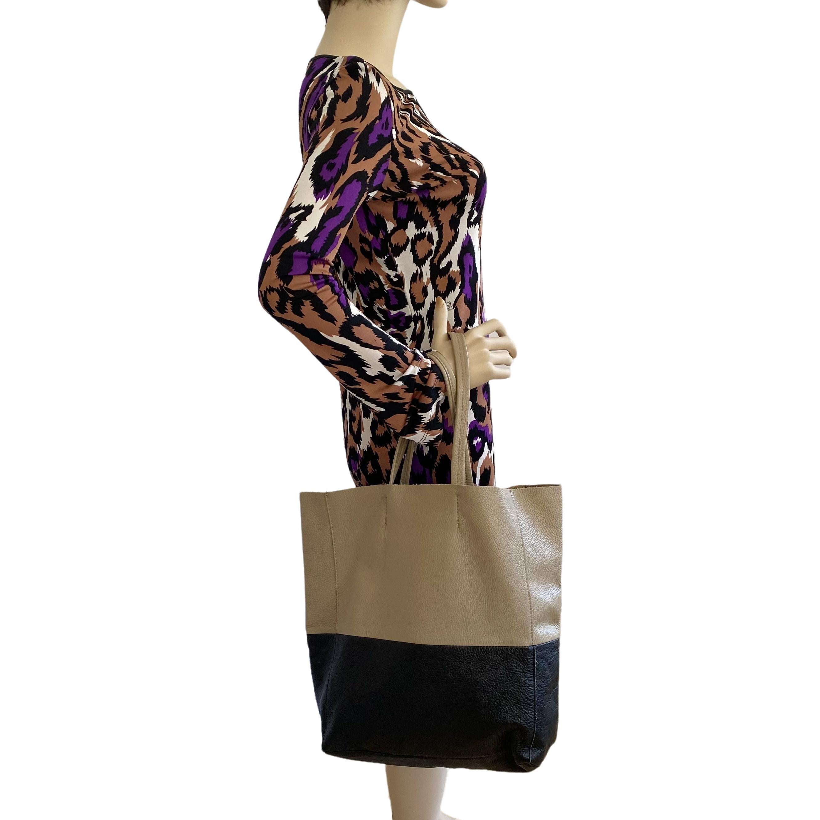 Made in Italy 'Borse in Pelle' Huge Soft Italian Leather Shopper Tote In Excellent Condition In Boston, MA