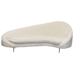 Made in Italy Sculptural Sofa with Mongolian Fur White Upholstery
