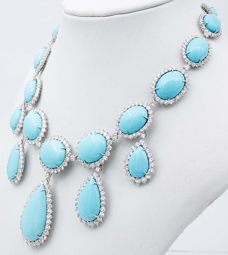 white gold turquoise necklace