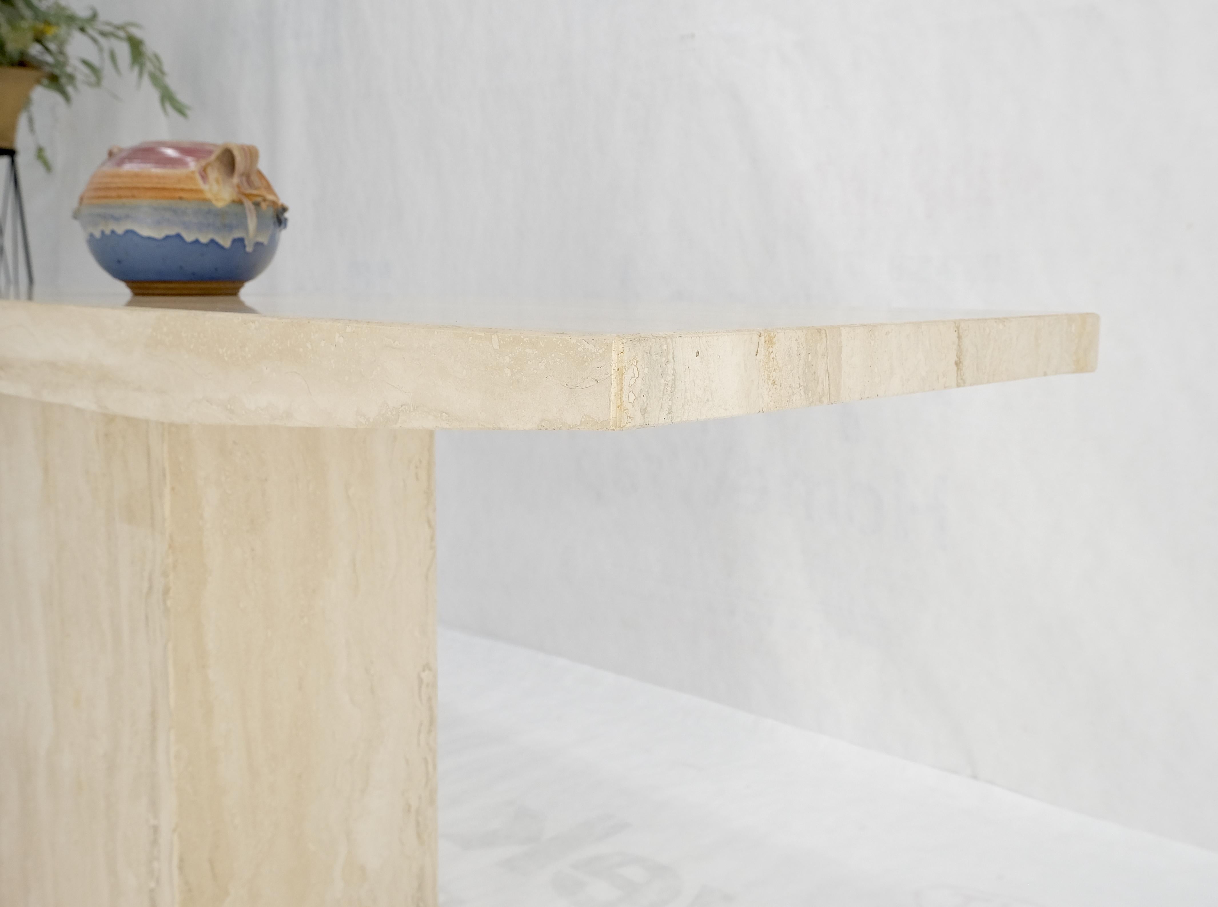 Made in Italy Single Pedestal Base Travertine 6 Foot Console Sofa Table MINT ! en vente 4