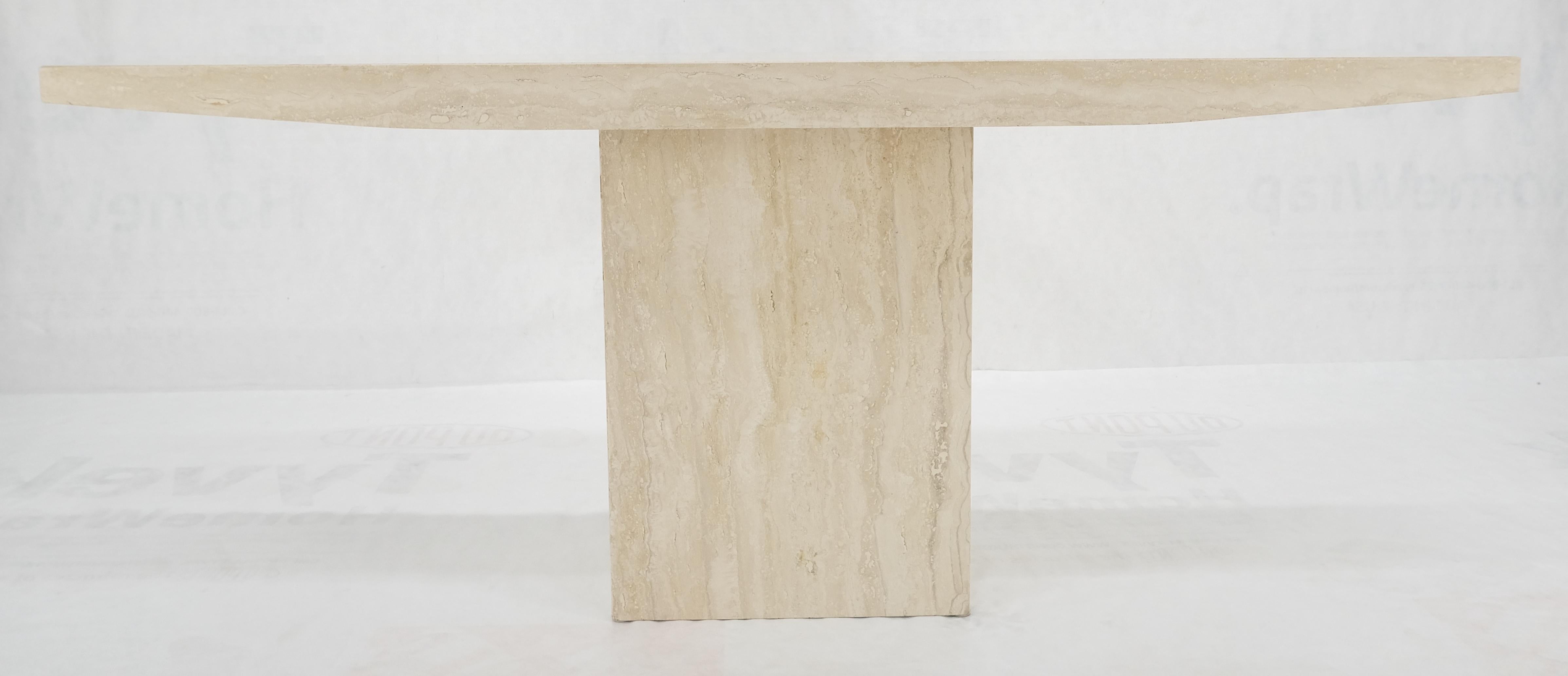 Made in Italy Single Pedestal Base Travertine 6 Foot Console Sofa Table MINT ! en vente 6
