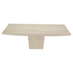 Made in Italy Single Pedestal Base Travertine 6 Foot Console Sofa Table MINT!