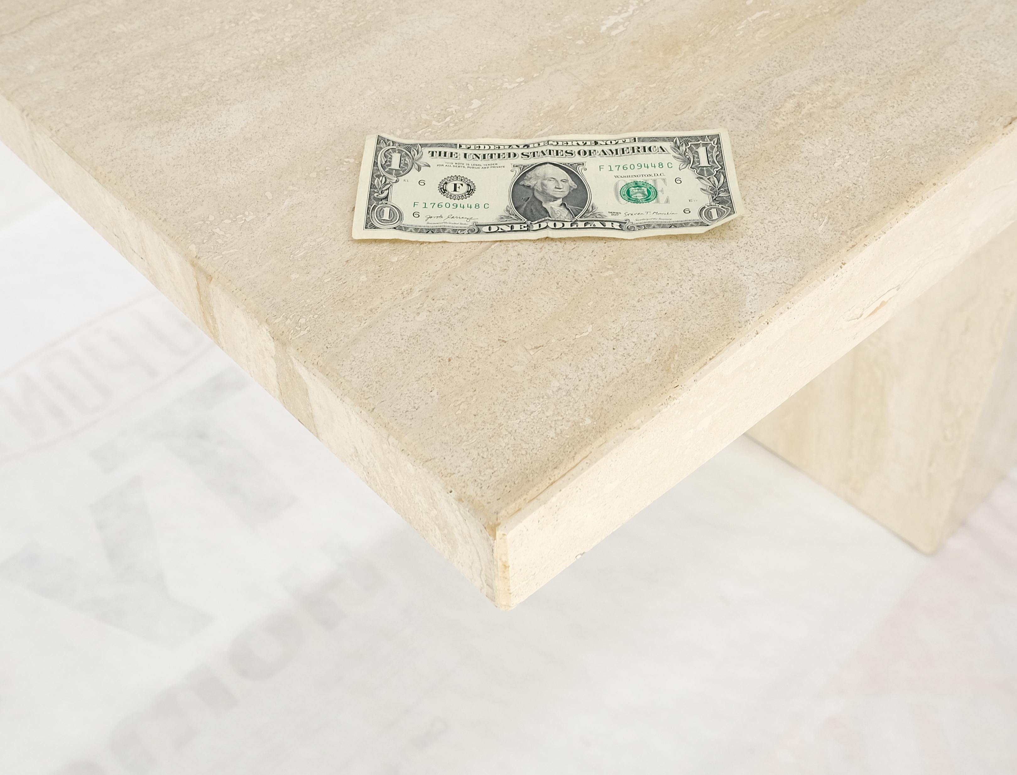 italien Made in Italy Single Pedestal Base Travertine 6 Foot Console Sofa Table MINT ! en vente