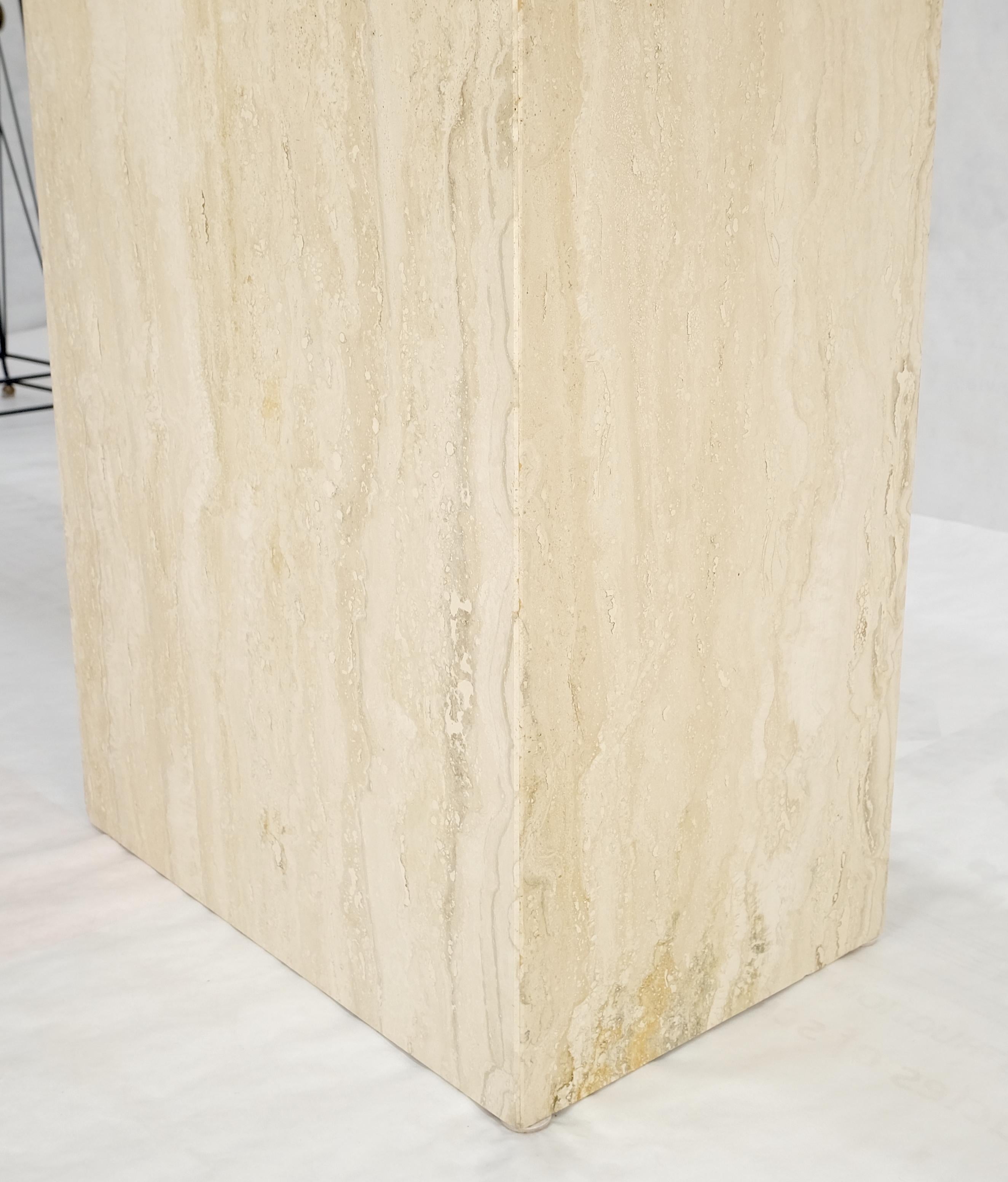 Made in Italy Single Pedestal Base Travertine 6 Foot Console Sofa Table MINT ! Excellent état - En vente à Rockaway, NJ