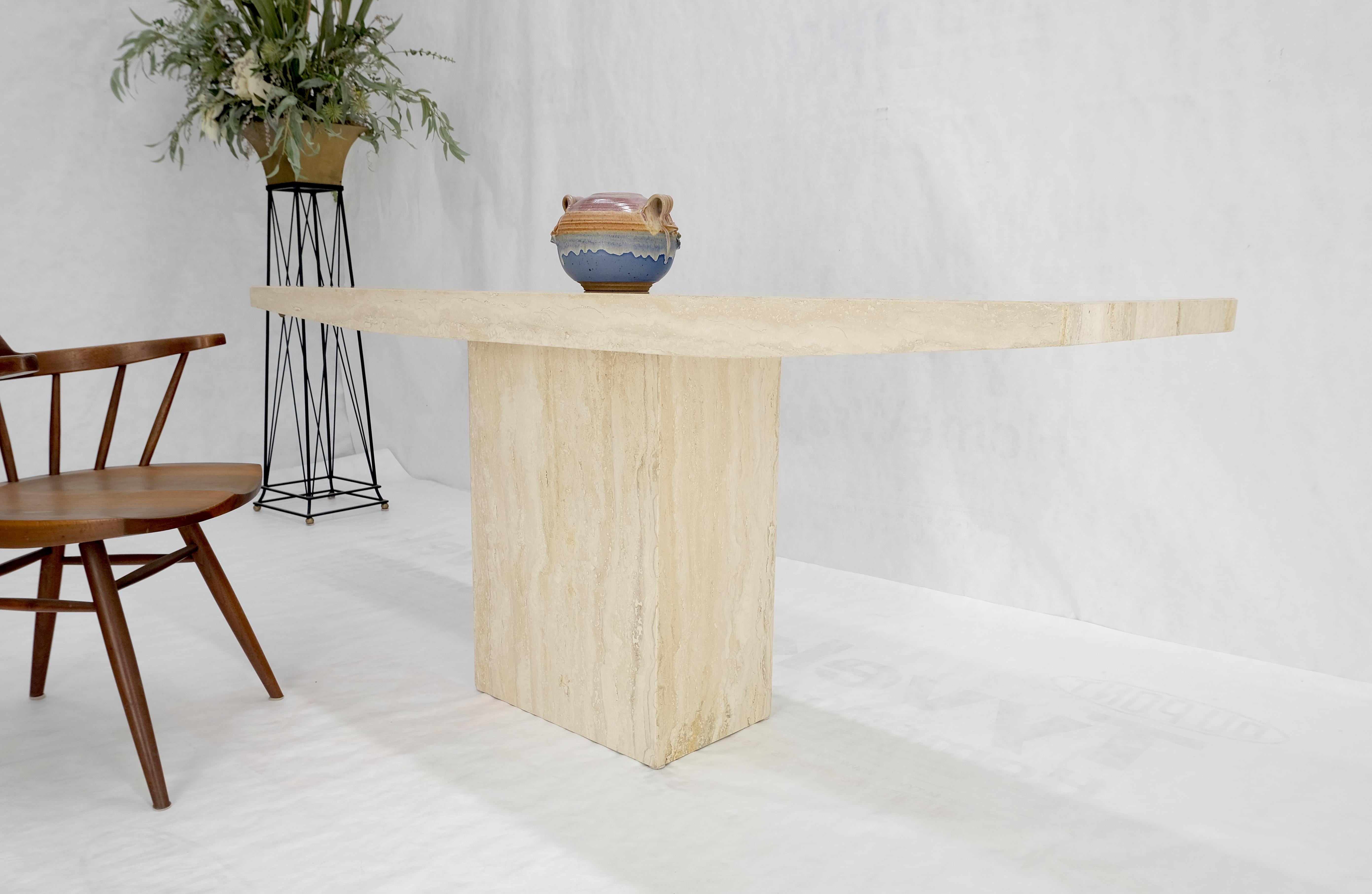 Made in Italy Single Pedestal Base Travertine 6 Foot Console Sofa Table MINT ! en vente 2