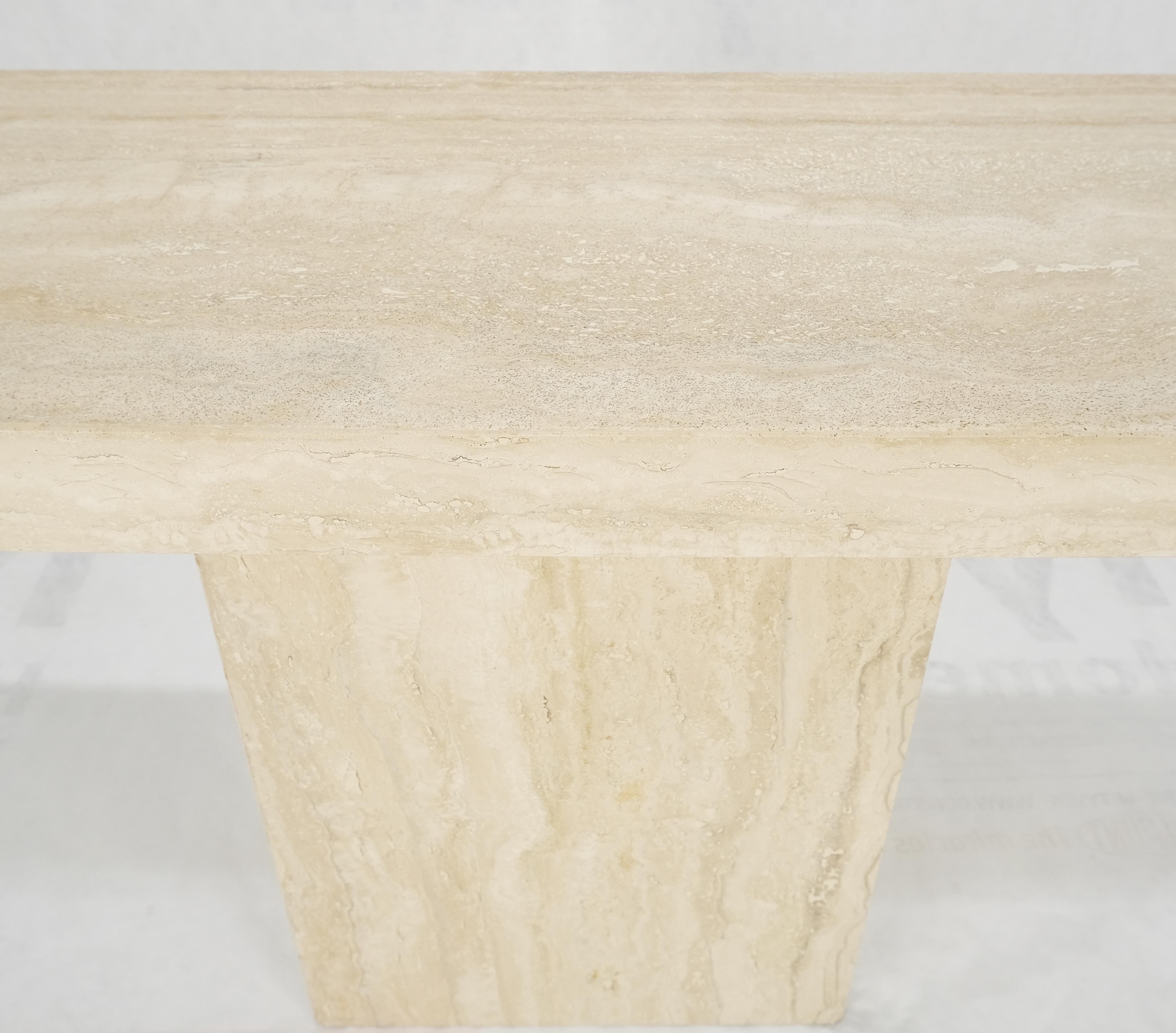 Made in Italy Single Pedestal Base Travertine 6 Foot Console Sofa Table MINT ! en vente 3