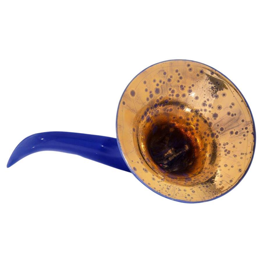 Made in Italy Sound Amplifier, Blue & Gold Ceramics, Customizable Speaker, 2022