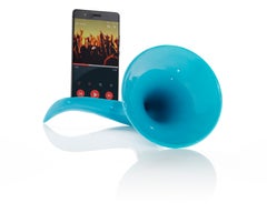 Made in Italy Sound Amplifier, Light Blue Ceramics, Customizable Speaker, 2022