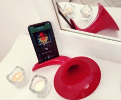 Made in Italy Sound Amplifier, Red SoundAmplifier, Customizable Acoustic Speaker