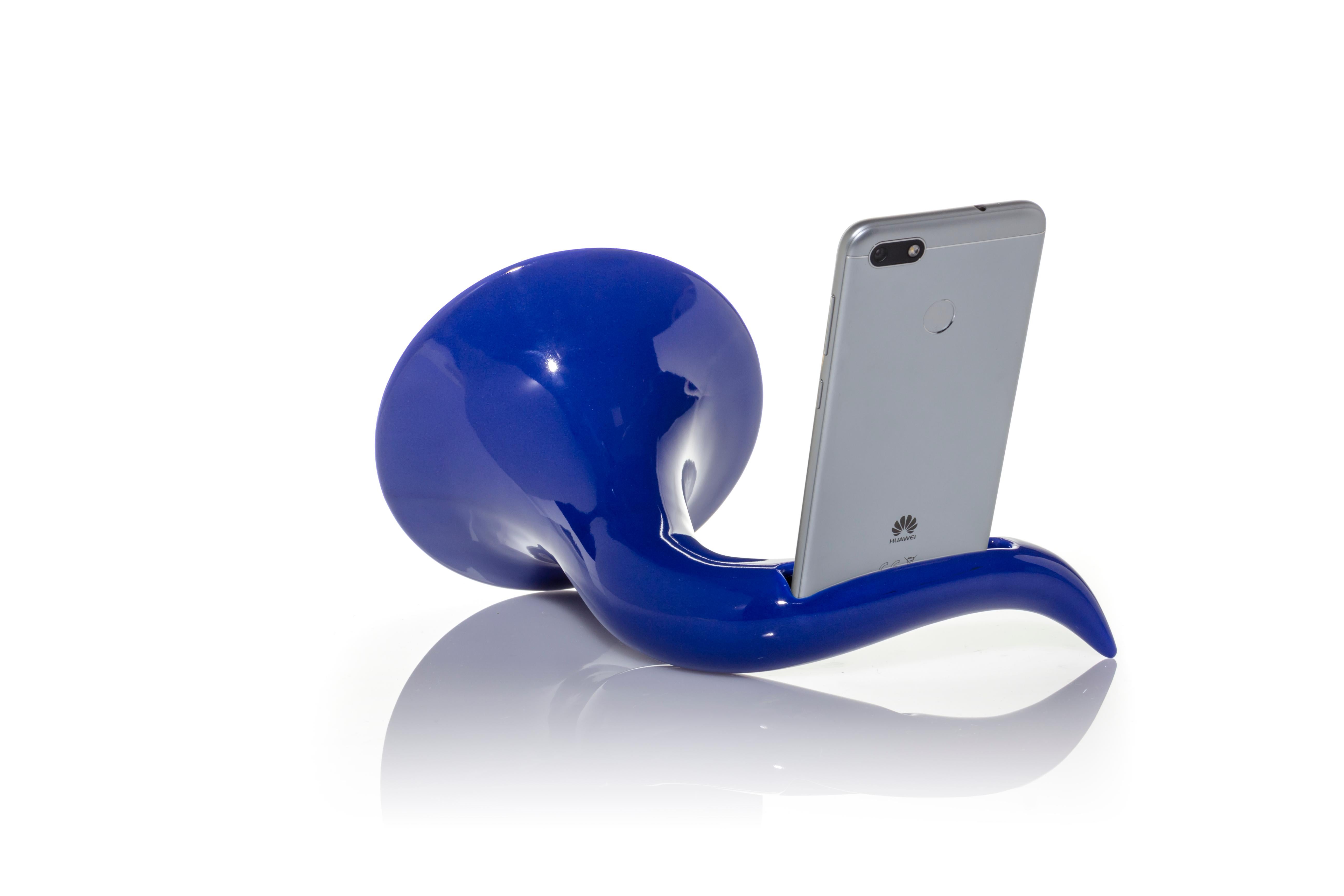 Modern Made in Italy Sound Amplifier, Reflex Blue Ceramics, Customizable Speaker, 2022 For Sale
