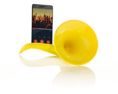 Made in Italy Sound Amplifier, Yellow Ceramics, Customizable Speaker. 2022