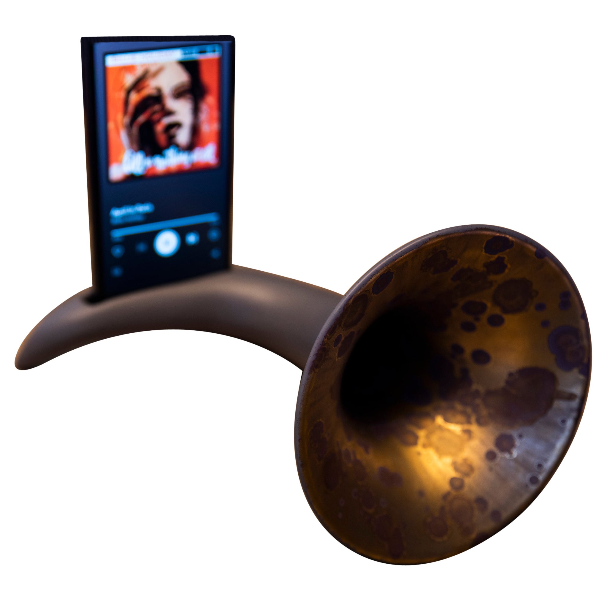 Made in Italy Speaker, Matt Black & Spotted Gold Ceramics, Customizable, 2022 For Sale