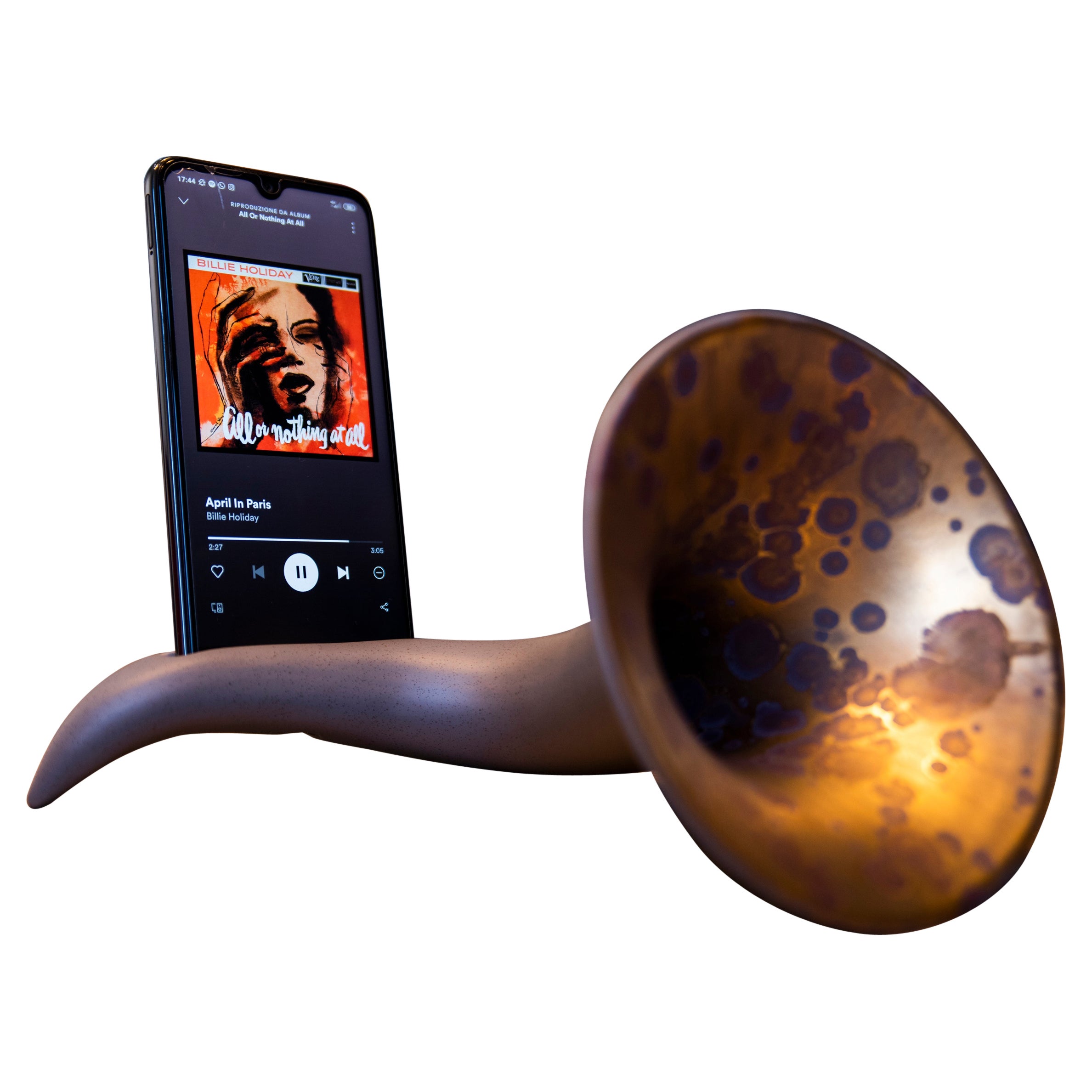Made in Italy Speaker, Matt Blue & Spotted Gold Ceramics, Customizable, 2022