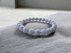 MADE IN JAPAN 8mm Beads Lavender Purple Burmese A-Jade Beaded Bracelet