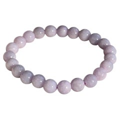 MADE IN JAPAN 8mm Beads Lavender Purple Burmese A-Jade Beaded Bracelet