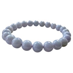 MADE IN JAPAN 8mm Beads Lavender Purple Burmese A-Jade Beaded Bracelet