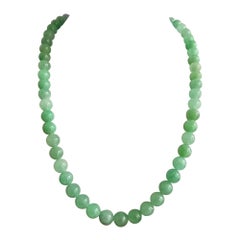 MADE IN JAPAN Burmese A-Jade Beaded Necklace 8.50-10mm Each x 57 beads Silver925