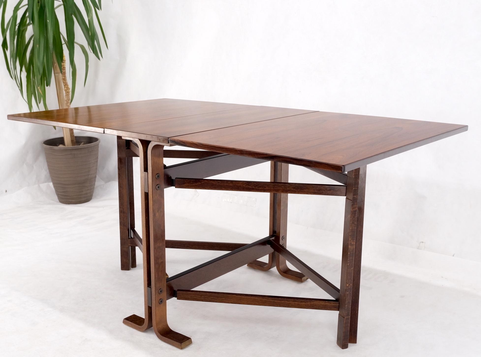 Made in Norway Danish Modern Bent Rosewood Plywood Legs Drop Leaf Dining Table For Sale 10