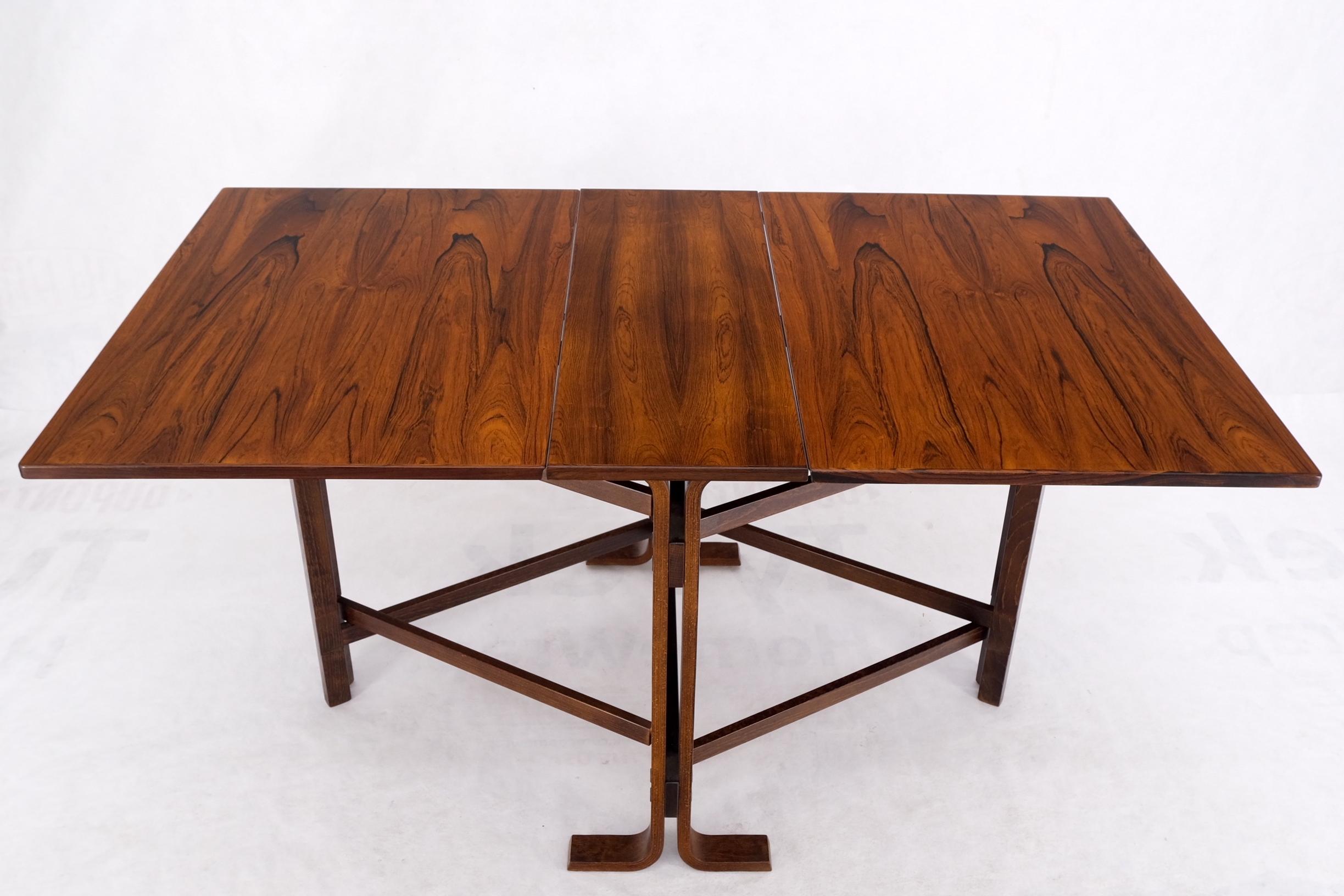 Made in Norway Danish Modern Bent Rosewood Plywood Legs Drop Leaf Dining Table For Sale 12