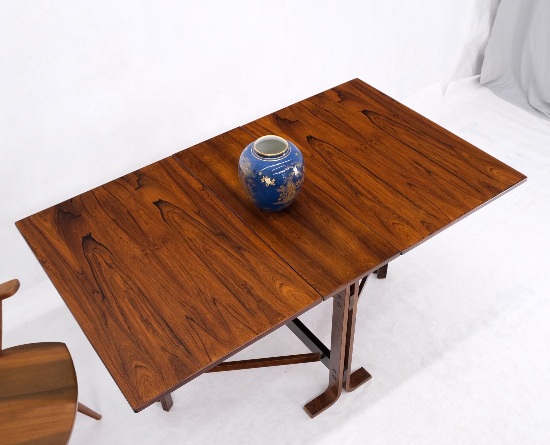 Made in Norway Danish Modern Bent Rosewood Plywood Legs Drop Leaf Dining Table For Sale 14