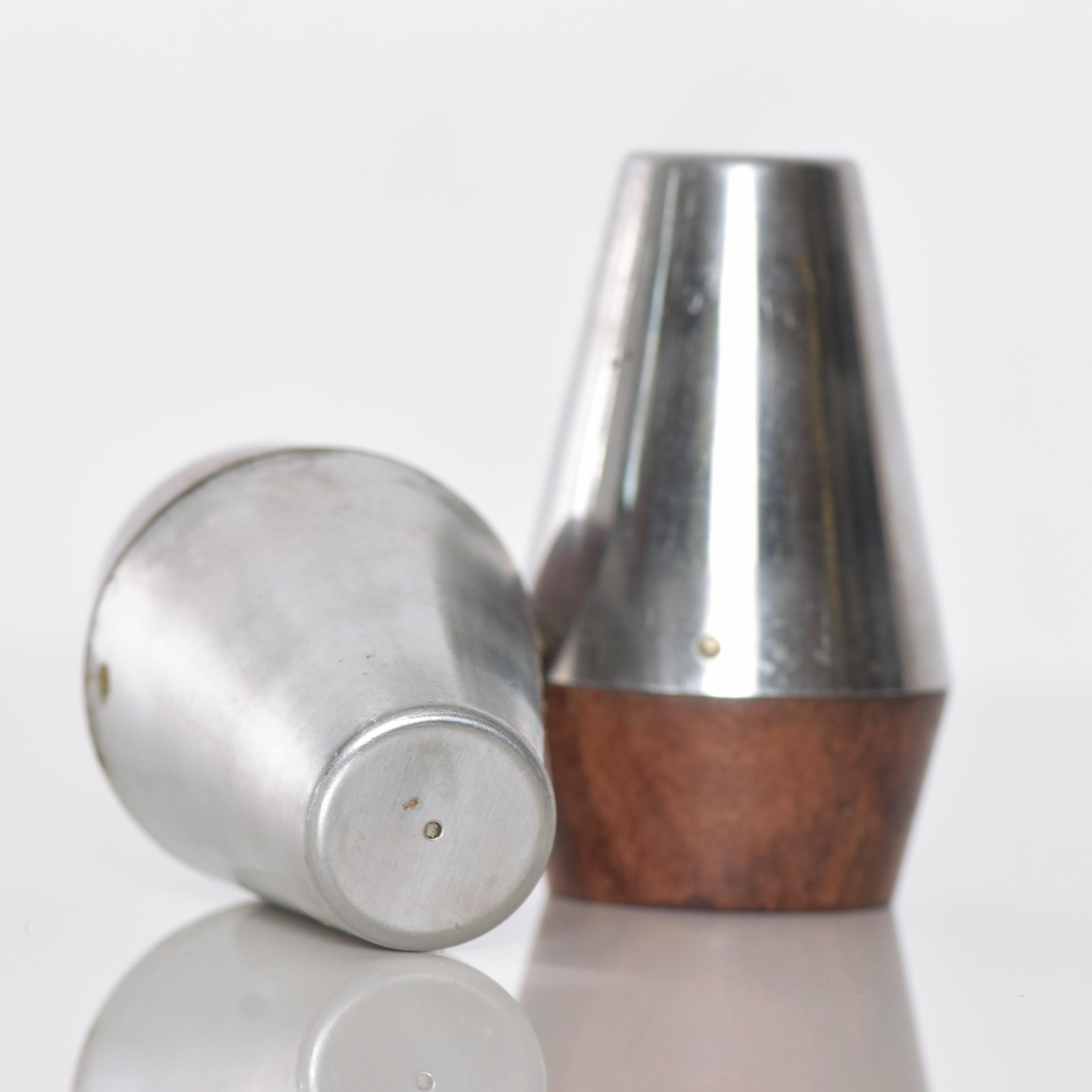 Mid-Century Modern  Stainless Steel & Rosewood Salt Pepper Shaker Set 1960s Style of AB Lundtofte