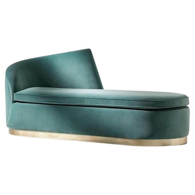 Made To Measure Chaise Lounge In Custom Wood & Velvet Finishes For Sale