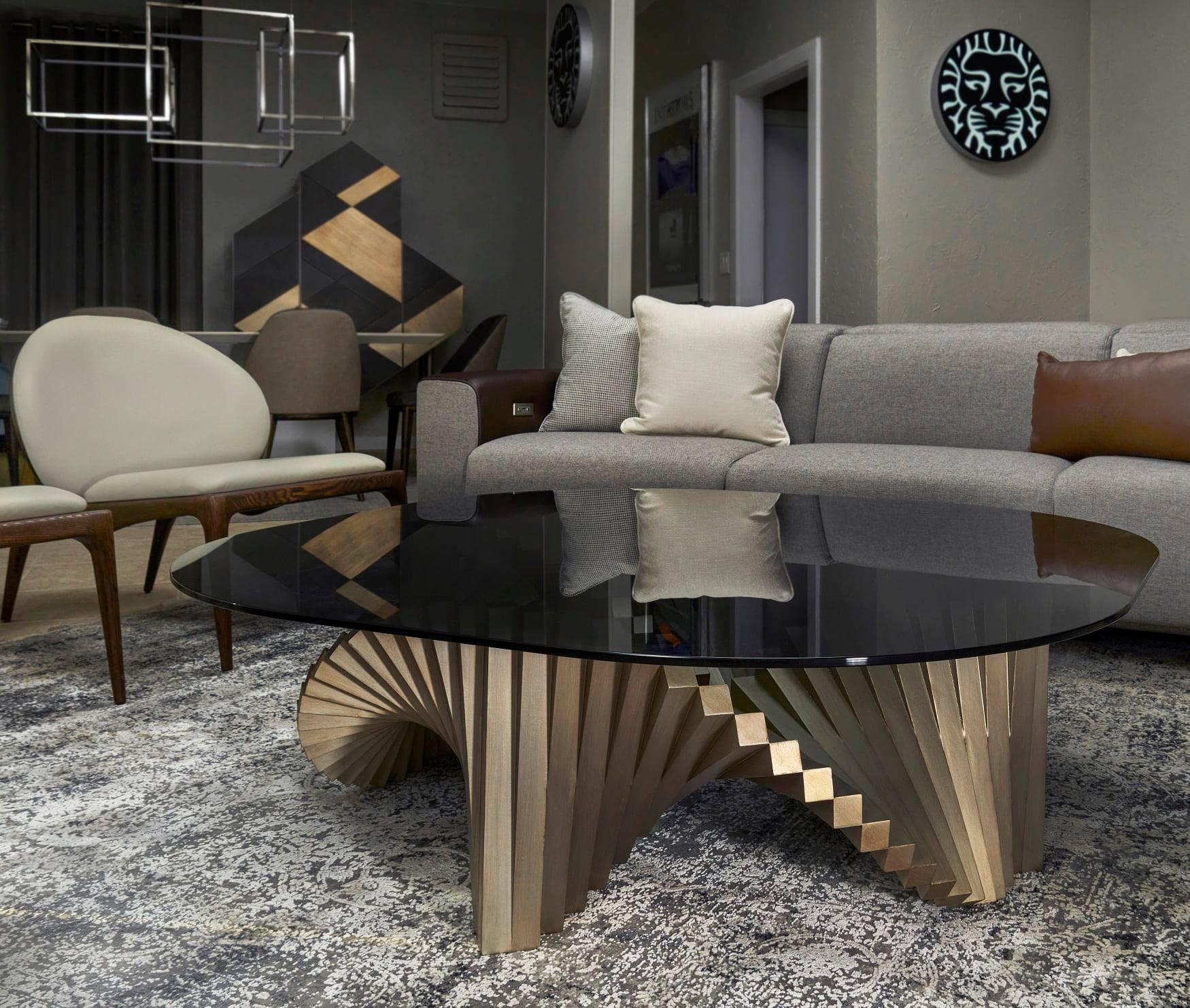 Art Deco Style Coffee Table Made Entirely By Hand In Custom Finishes In New Condition For Sale In NEW YORK, NY