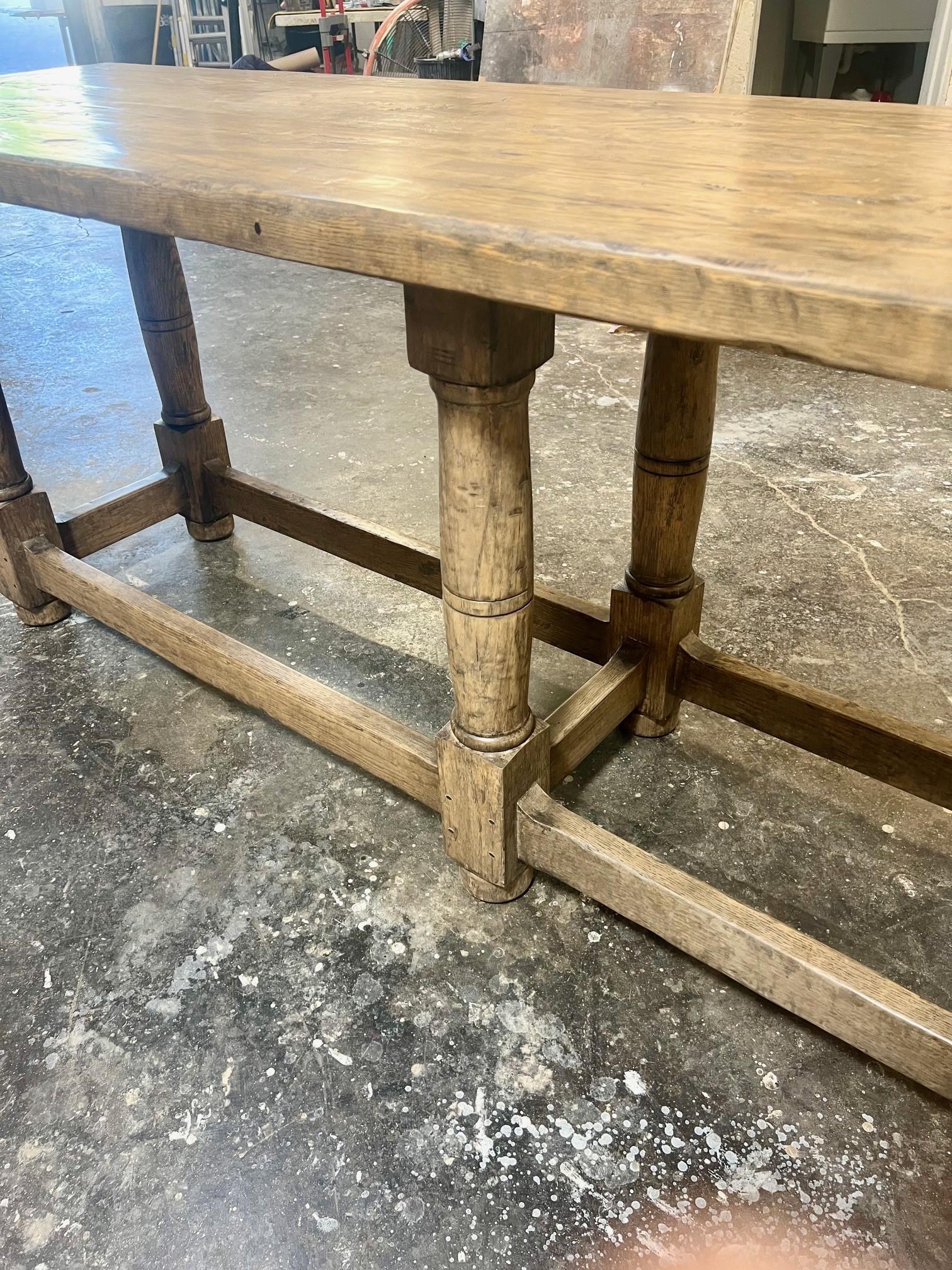 Made to Oder Heavily Distressed and Antiqued Finished Dutch Oak Console Table In New Condition For Sale In Los Angeles, CA