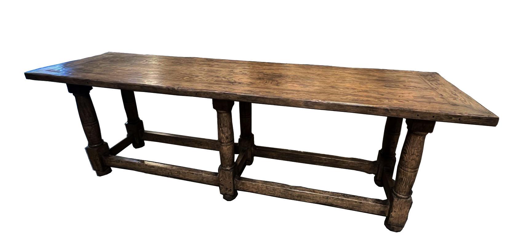 Made to Oder Heavily Distressed and Antiqued Finished Dutch Oak Console Table For Sale 2