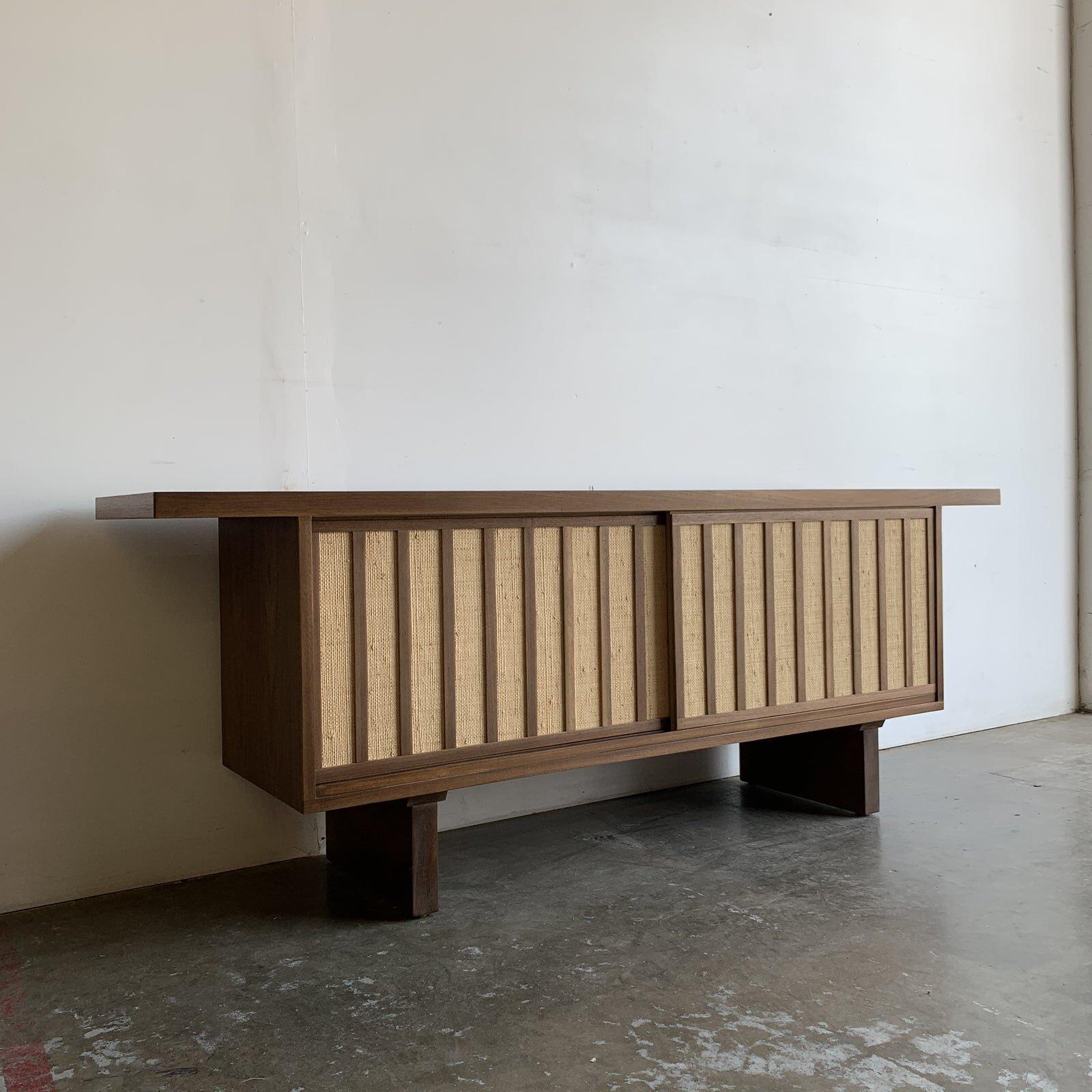 Mid-Century Modern Made To Oder Mid Century Style Cane Credenza For Sale