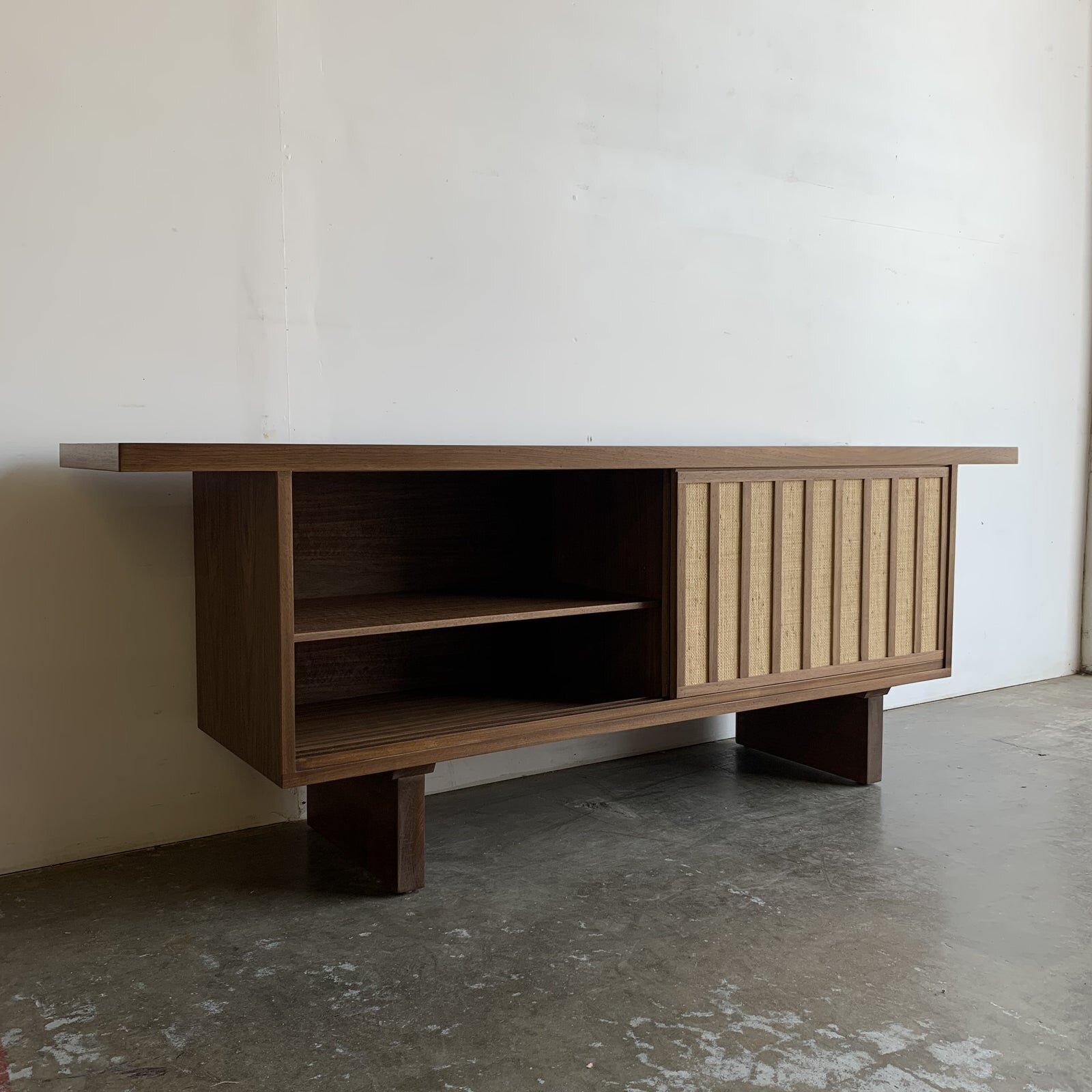 Contemporary Made To Oder Mid Century Style Cane Credenza For Sale