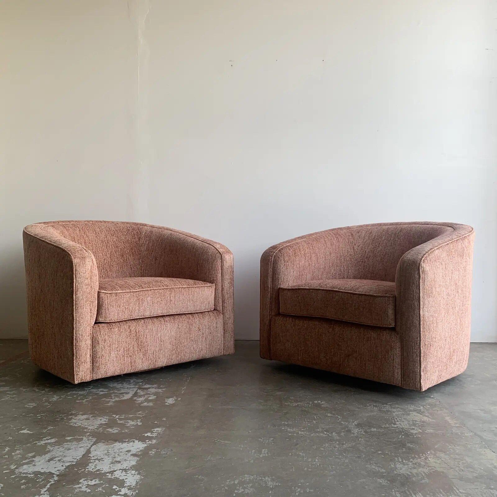 Modern Made to Order Barrel Chairs- Pair For Sale