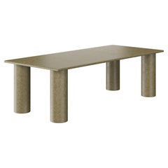 Table de salle à manger d'extérieur brutaliste sur commande, finition vieillie