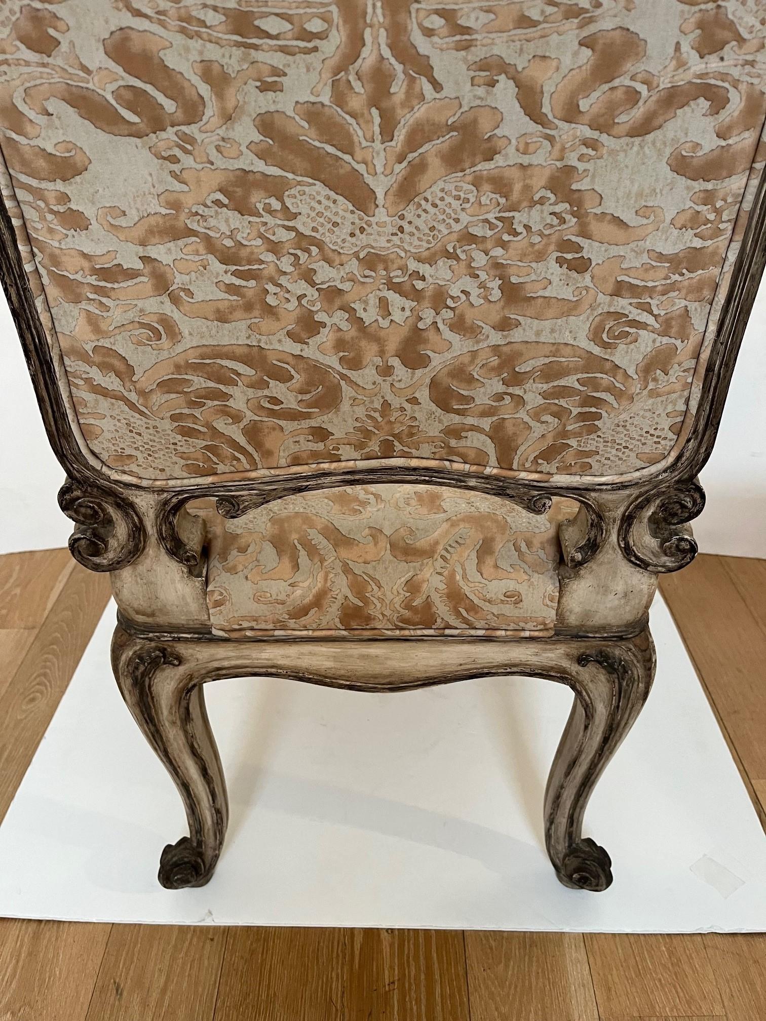 Contemporary Made to Order Carved Back and Legs Fontain Dining Side Chair  For Sale
