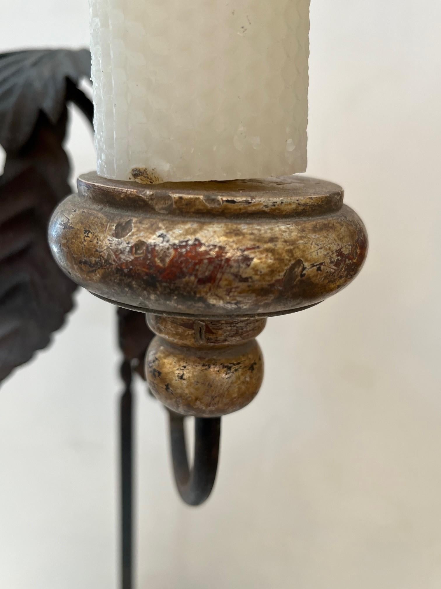 Made to Order Carved Forged Iron and Stone Base Three Lites Candlestick For Sale 4