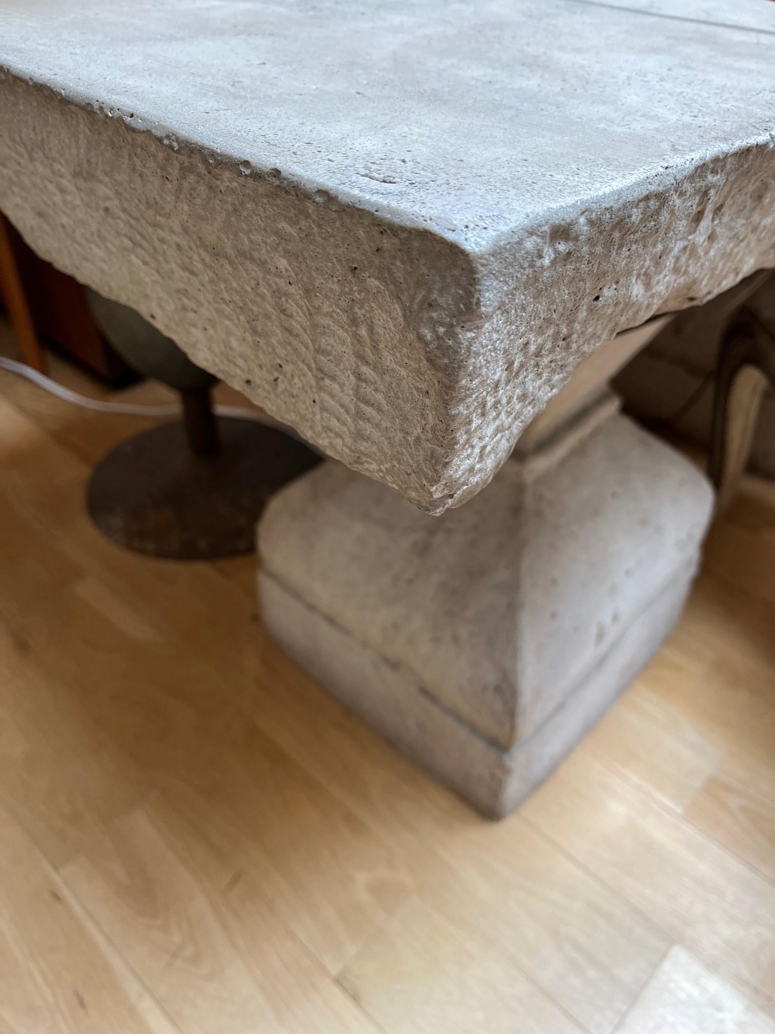 Made to Order Carved Stone Mission Dining Table with Carved Baluster Form Bases  For Sale 5