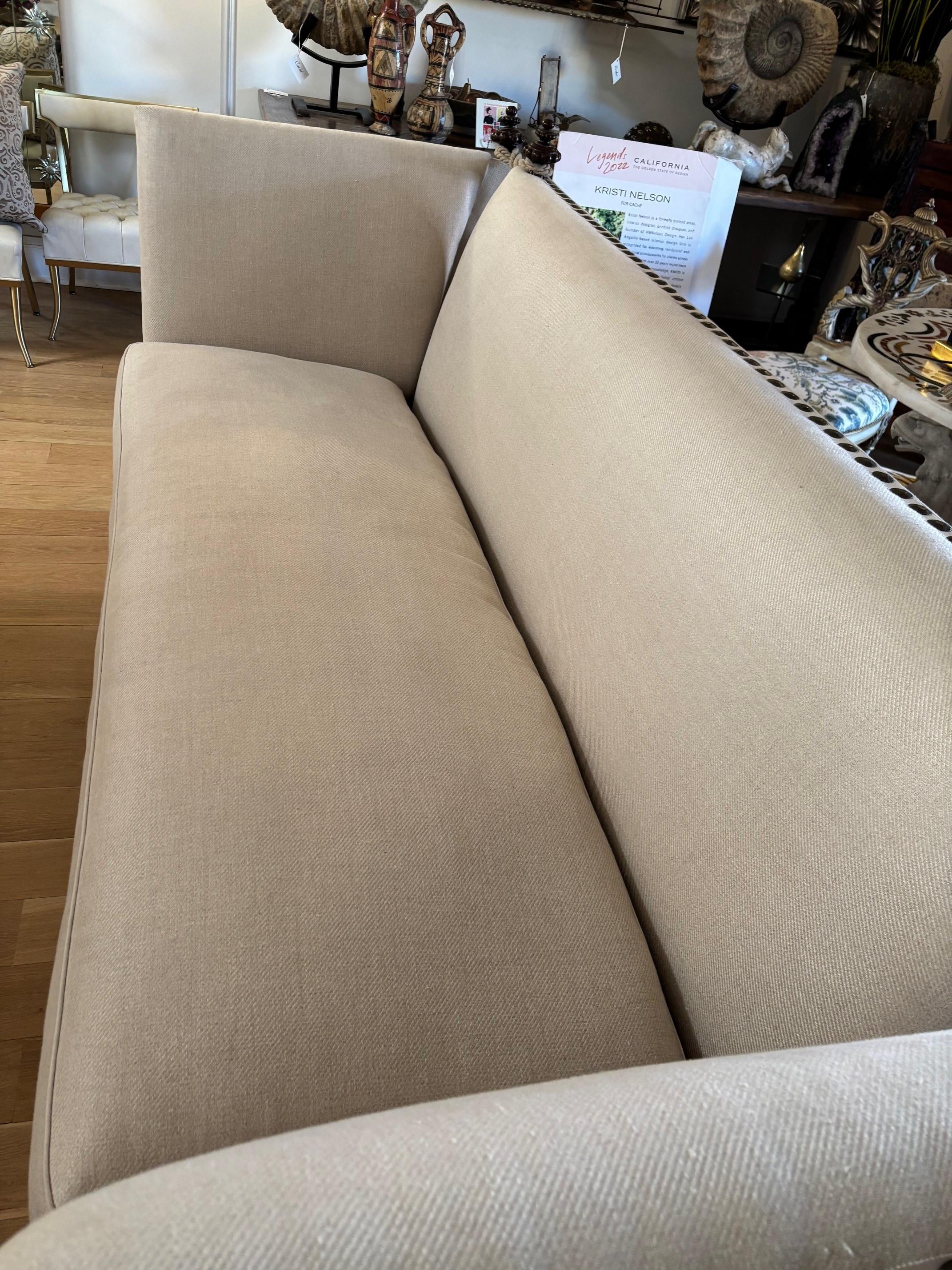 Brass Made to Order Classic Drop Arm Knole Sofa with Carved Solid Walnut Base For Sale