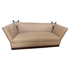 Made to Order Classic Drop Arm Knole Sofa with Carved Solid Walnut Base