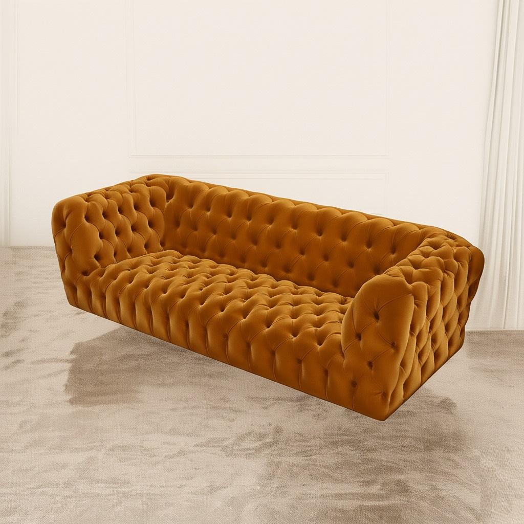 Made To Order Classic Style Sofa with Tufting In Eden Green Velvet For Sale 3