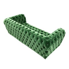Made To Order Classic Style Sofa with Tufting In Eden Green Velvet