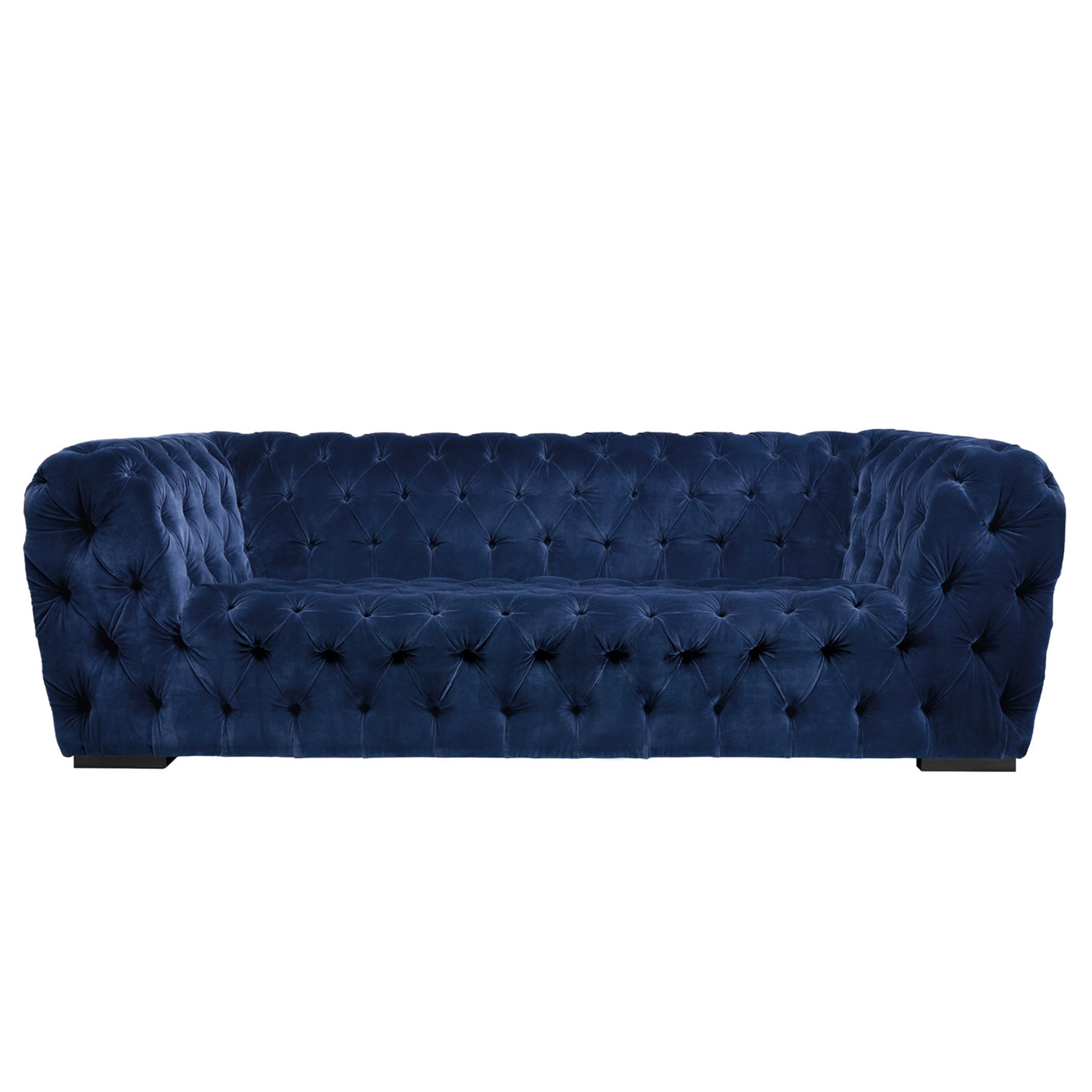 Portuguese Made To Order Classic Style Sofa with Tufting In Eden Green Velvet For Sale