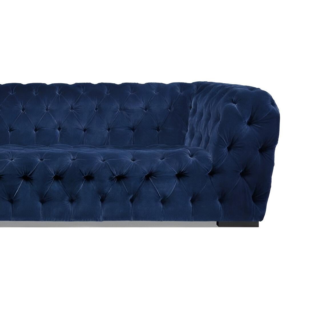 Hand-Crafted Made To Order Classic Style Sofa with Tufting In Eden Green Velvet For Sale